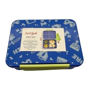Cat & Jack Bento Box Blue Gamepad Sword Lunch Container Kid‎ School New 8x6"